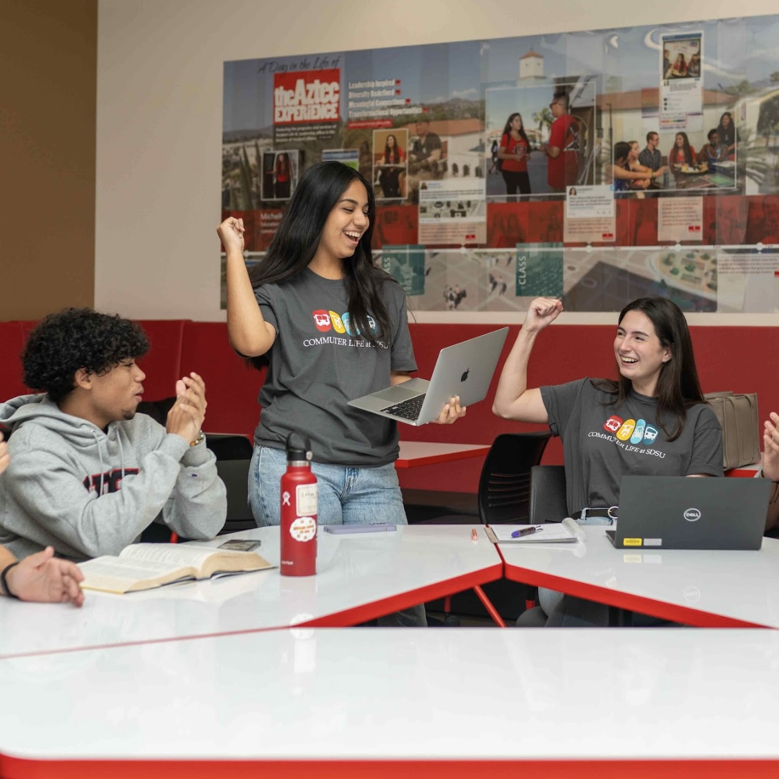 students cheering