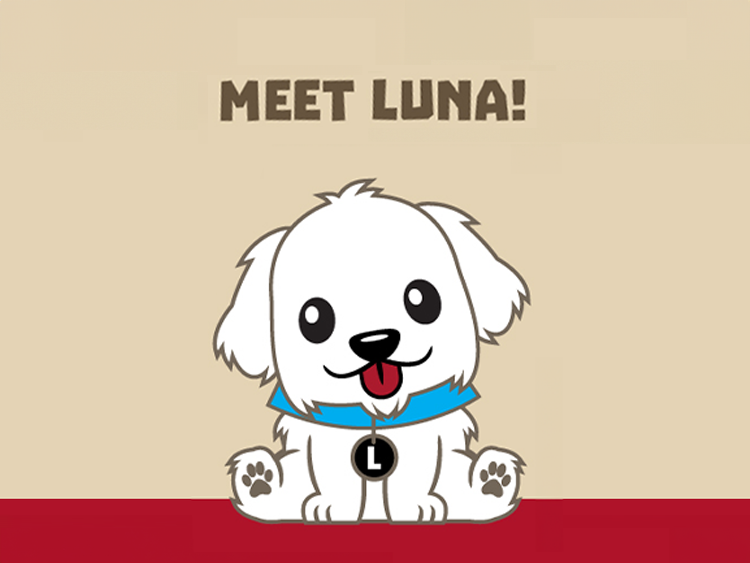 graphic of dog and text "Luna"